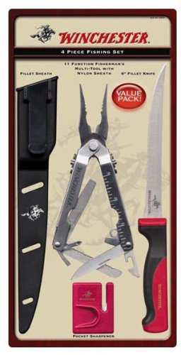 Winchester 4 pc Combo Pack - Multi-Tool, 6 Fillet Knife, Sharpener