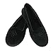 Dearfoams Women's Microfiber Velour Closed Back With Embroidery Ballerina,Black,Medium / 7-8 B(M)