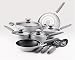 Kitchen & Housewares : Silverstone by Farberware Culinary Colors 13-Piece Cookware Set, Metallic Silver