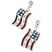Patriotic American Flag Charm Crystal Earrings Silver