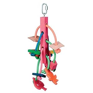 Pink Parrot® Birdy Squiggles® 10″ Hanging Birdie Bonanza Toy for Med/Lg Birds