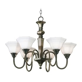 Kenroy Home 90546GBRZ Georgetown Six-Light Chandelier, Golden Bronze with Frosted White... by Kenroy Home