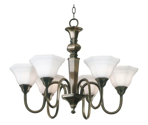 Kenroy Home 90546GBRZ Georgetown Six-Light Chandelier, Golden Bronze with Frosted White Globes