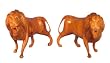 EXP Pair of Handcarved Lion Wood Sculptures (Thailand)
