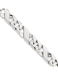 14K White Gold, 6mm Fancy Link Bracelet - 8 Inch