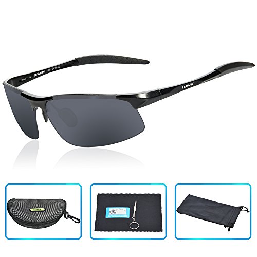 DAWAY SG06 Mens Polarized Sports Sunglasses for Golf Fishing Cycling Driving Christmas Gifts - UV 400 TAC Lens with Al-Mg Unbreakable Metal Frames
