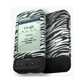 Zebra and Black Two Tone Rubber & Leather Feel Protective Case Faceplate Cover for HTC G1 Google Android Cell Phone