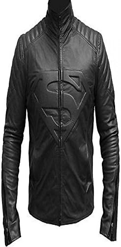 Leatherfashion Men's Superman Smallville Biker Leather Jacket (Large, Black) (XXX-LARGE, Black Real Leather)