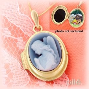 14K Guardian Angel Religious Cameo Locket