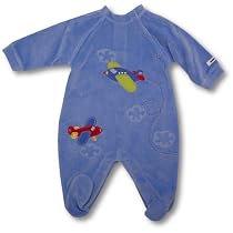 Minibasix Baby Boys Blue Footed Coverall ~ Airplanes