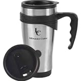 Power Grip - Stainless travel mug with BPA free plastic interior and grip handle, 16 oz.