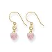 14k Gold Clear/Pink CZ Heart Dangle Earrings