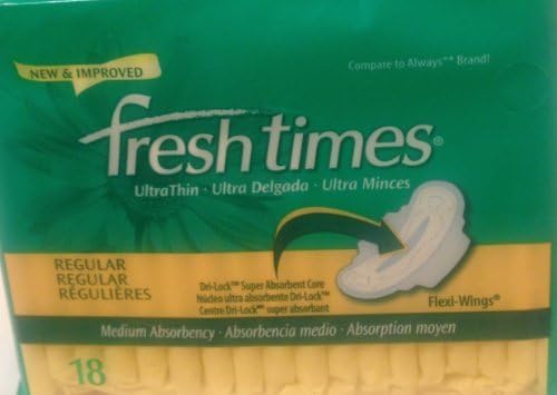 Fresh Times by First Quality - Feminine Care Sanitary UltraThins Regular - Flexi-Wings - 12 x 18 pads, Total Count 216/case