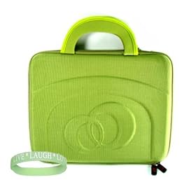 MSI PR201-019US 12.1-Inch Laptop BLACK Netbook Hardshell SLEEVE CASE Cover Pouch Carrying Bag --- GREEN + Live*Laugh*Love Wrist Band!!!