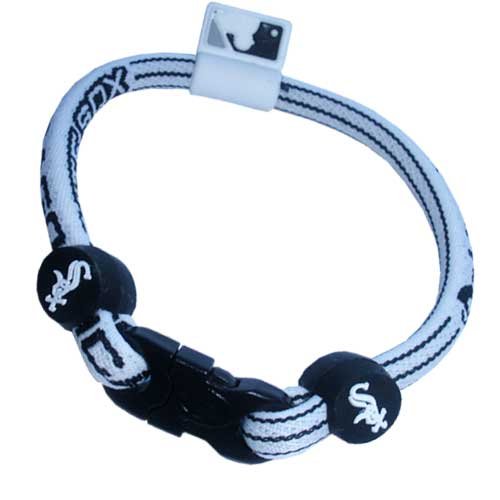 Phiten Custom Titanium X30 Chicago White Sox Necklace with White Sox Trim and Black Clasp 22