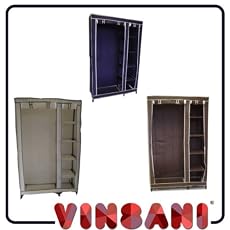 DOUBLE CANVAS WARDROBE WITH HANGING RAIL SHELVES STORAGE FURNITURE