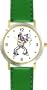 Singer Imitating a Famous Rock & Roll Star (Cartoon) - WATCHBUDDY� DELUXE TWO-TONE THEME WATCH - Arabic Numbers - Green Leather Strap-Size-Children's Size-Small ( Boy's Size & Girl's Size )