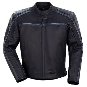 Tourmaster Coaster Series II Mens Leather Motorcycle Jacket Black Gray XS