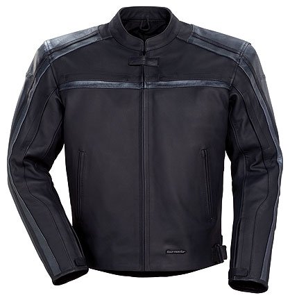 Tourmaster Coaster Series II Mens Leather Motorcycle Jacket Black/Gray XS