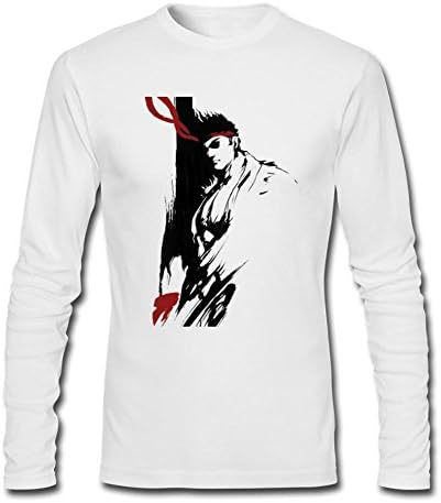 AONEG Street Fighter RYU Men's Design Long Sleeve T Shirt White S