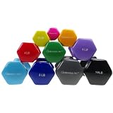 Isokinetics Inc. Brand Vinyl Coated Dumbbells - Set of 10 - 1 lb through 10 lb