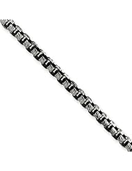3.5mm, Sterling Silver, Antiqued Box Chain, 22 inch