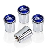 Ford Blue Logo Chrome Tire Stem Valve Caps