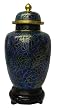 Chinese cloisonne copper body enameled temple jar, base included, 8"H (1)