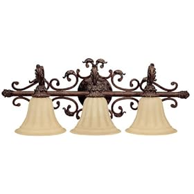 Capital Lighting 1443GB-268 Verona 3-Light Vanity Fixture, Gilded Bronze with Sienna Scavo Glass