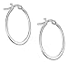 STERLING SILVER TUBULAR OVAL HOOP EARRINGS WITH title=