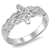 Sterling Silver Ladies Triquetra Trinity Celtic Knot 11 mm Polished Finish Ring (Available in size 6, 7, 8)