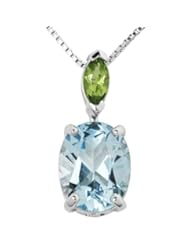 Sterling Silver Peridot and Blue Topaz Pendant