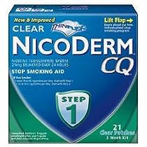Clear Nicoderm CQ 21 mg Nicotine Patch Smoking Cessation - 21 Patches (3 Weeks Supply) Step 1 - (2 Pack) Total 42 Patches