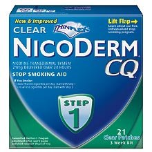 Clear Nicoderm CQ 21 mg Nicotine Patch Smoking Cessation - 21 Patches (3 Weeks Supply) Step 1 - (2 Pack) Total 42 Patches