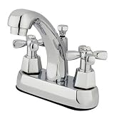 Centerset Bathroom Faucet with Hex Cross Handles Finish: Satin Nickel