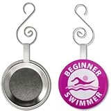 Creative Clam Pink Beginner Swimmer Pool Safety Alert 2.25 Inch Button Style Hanging Ornament