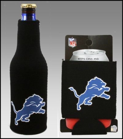 SET OF 2 DETROIT LIONS CAN & BOTTLE KOOZIE COOLER