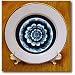 Rich blue fantasy mandala flower on midnight blue background - 8 Inch Porcelain Plate