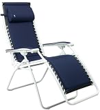 Outdoor Living : Lafuma RSX La Napoule Padded Recliner Lounge Chair, Marine Blue