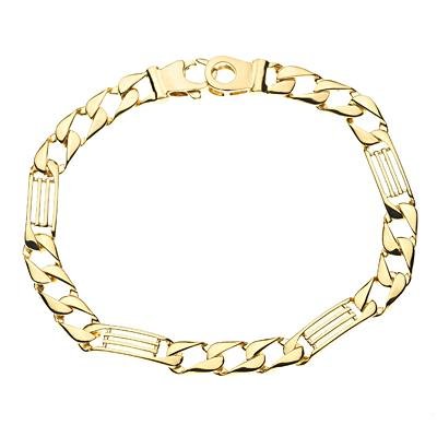 14K Solid Yellow Gold Handmade Link Men's Bracelet Width is 6.8mm. Length is 8.25