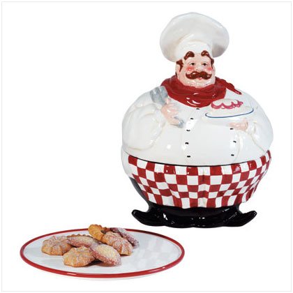 Chef Cookie Jar With Plate 1 set