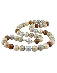 Sterling-Silver 9-9.5 MM Chocolate Freshwater Cultured Pearl Strand, 18"