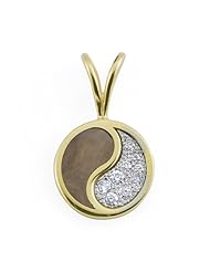 Gold Coral Yin Yang Pendant with Diamonds in 14K Yellow Gold - Large