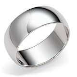 14k White Gold 8mm Plain Half Round Band