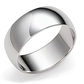 14k White Gold 8mm Plain Half Round Band