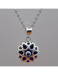Silver Evil Eye Pendant and 18" Silver Chain