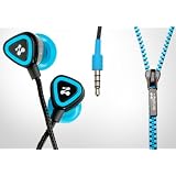 Zipbuds JUICED Earphones - Tangle-free Zippered Headphones (Blue) ~ Zipbuds