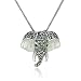Sterling Silver Marcasite Elephant Pendant with Emerald Accents, 18"