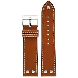 Pilot Watch Band with Rivets Tan Color 24mm Tech Swiss