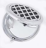 Crystal Compact Round Purse 2X Mirror